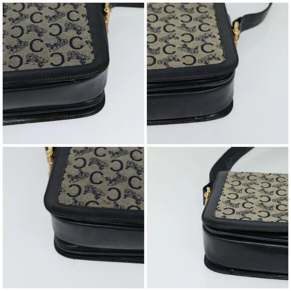 CELINE C Sulky Shoulder Bag Canvas Navy Gold Auth BD1174 - Picture 16 of 16